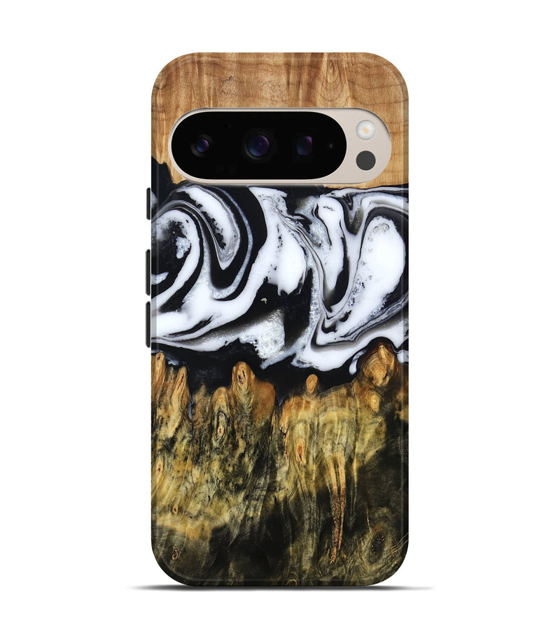 Pixel 10 Pro Wood Live Edge Phone Case - Cason (Black & White, 790375)