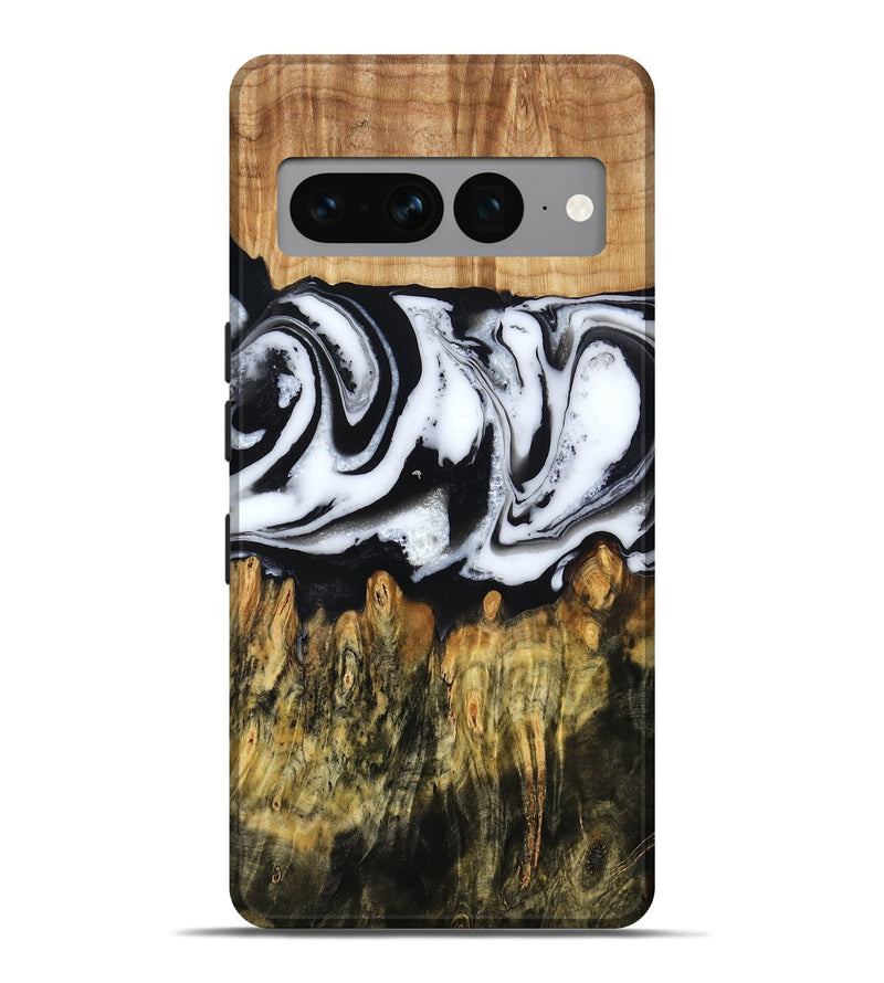 Pixel 7 Pro Wood Live Edge Phone Case - Cason (Black & White, 790375)
