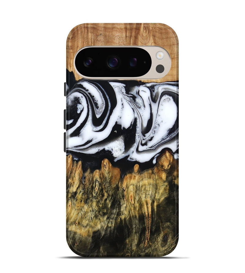 Pixel 9 Wood Live Edge Phone Case - Cason (Black & White, 790375)