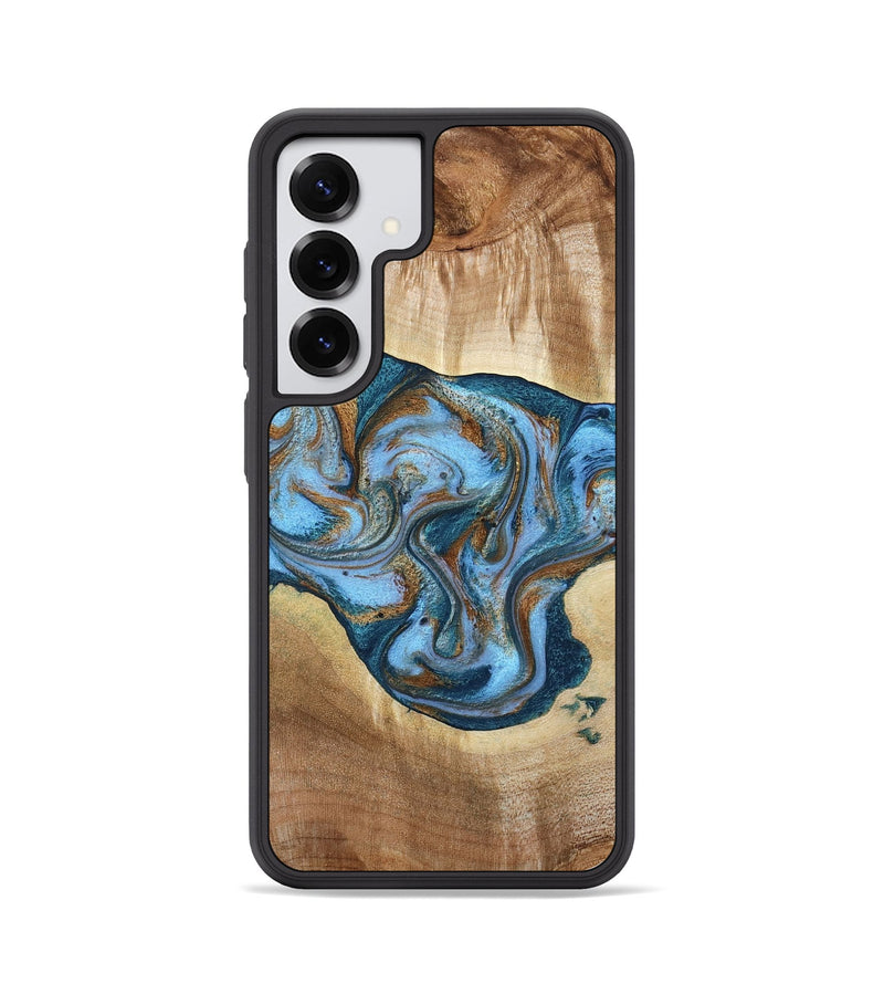 Galaxy S25 Wood Phone Case - Amaia (Teal & Gold, 790381)