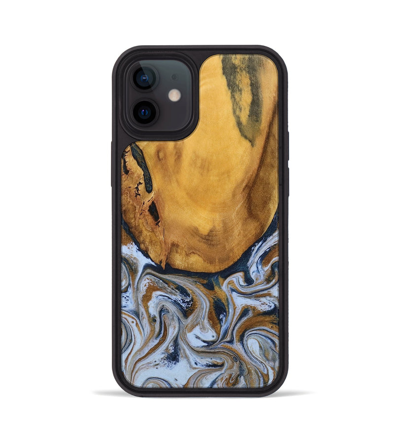 iPhone 12 Wood Phone Case - Lyra (Teal & Gold, 790399)