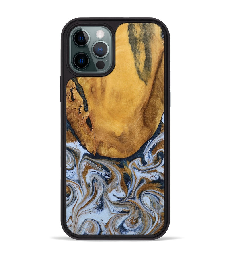 iPhone 12 Pro Max Wood Phone Case - Lyra (Teal & Gold, 790399)