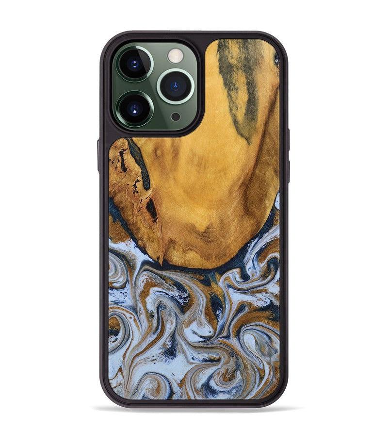 iPhone 13 Pro Max Wood Phone Case - Lyra (Teal & Gold, 790399)