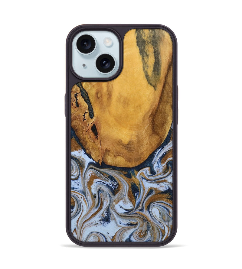 iPhone 15 Wood Phone Case - Lyra (Teal & Gold, 790399)