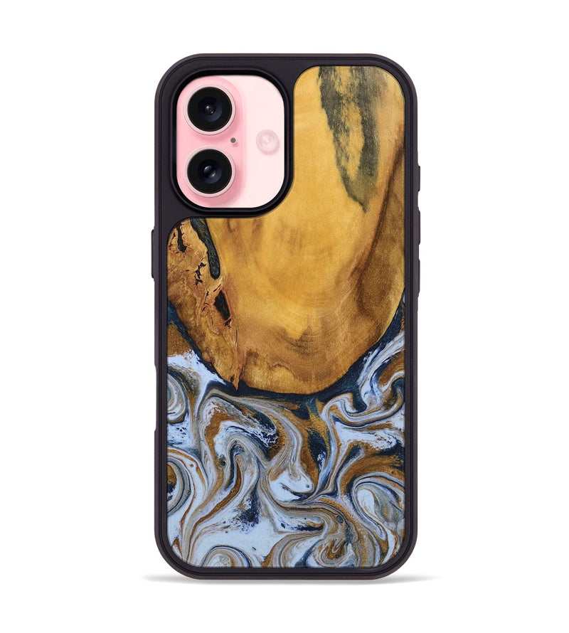 iPhone 16 Wood Phone Case - Lyra (Teal & Gold, 790399)
