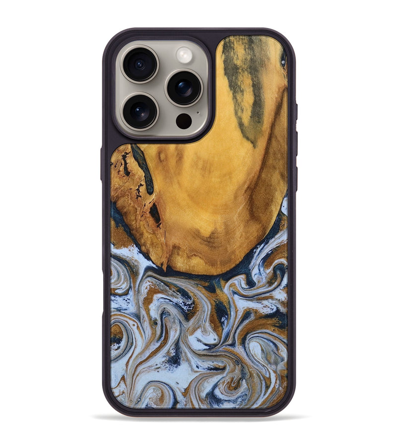 iPhone 16 Pro Max Wood Phone Case - Lyra (Teal & Gold, 790399)