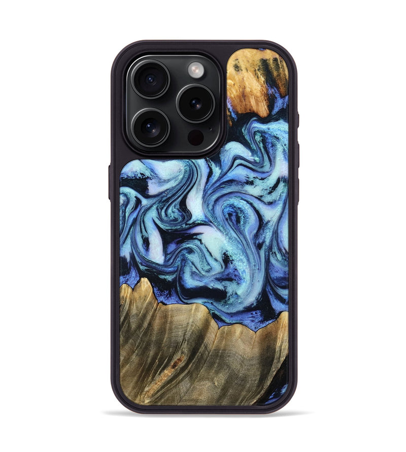 iPhone 15 Pro Wood Phone Case - Sybil (Blue, 790433)