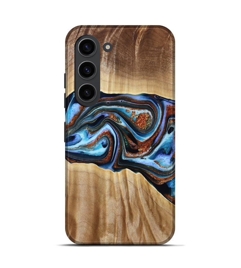 Galaxy S23 Wood Live Edge Phone Case - Elmer (Teal & Gold, 790586)
