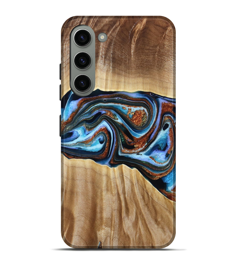 Galaxy S23 Plus Wood Live Edge Phone Case - Elmer (Teal & Gold, 790586)