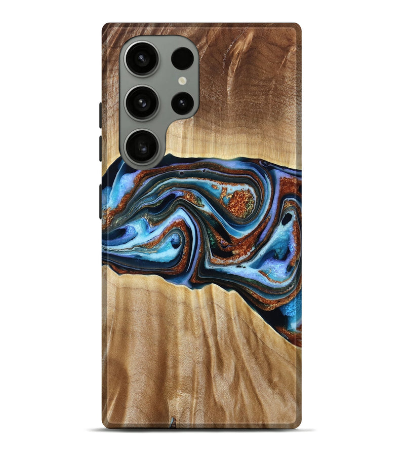 Galaxy S23 Ultra Wood Live Edge Phone Case - Elmer (Teal & Gold, 790586)