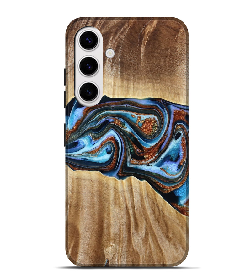Galaxy S25 Plus Wood Live Edge Phone Case - Elmer (Teal & Gold, 790586)
