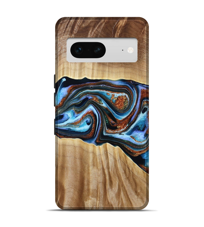 Pixel 7 Wood Live Edge Phone Case - Elmer (Teal & Gold, 790586)