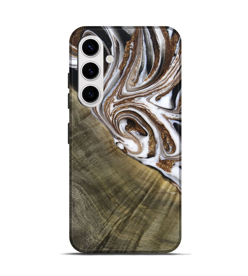 Galaxy S25 Wood Live Edge Phone Case - Maisy (Black & White, 790594)