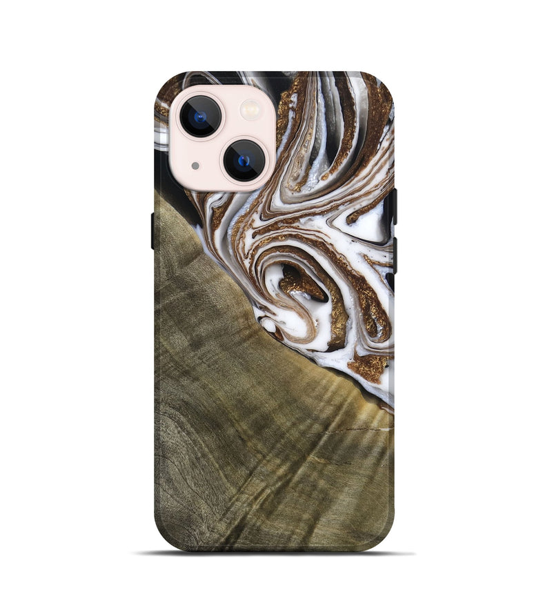 iPhone 13 mini Wood Live Edge Phone Case - Maisy (Black & White, 790594)