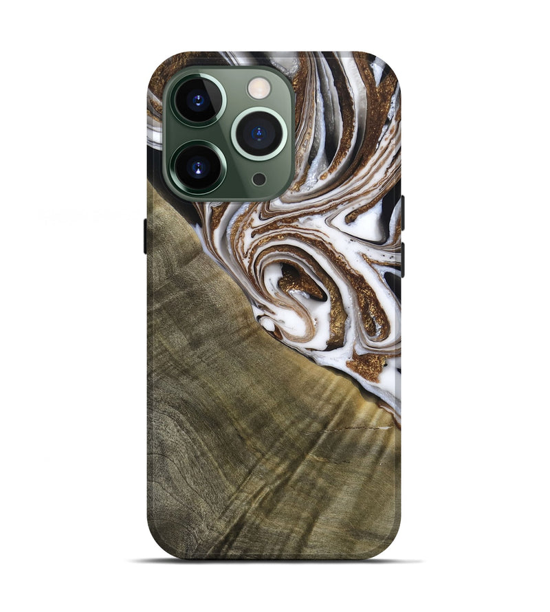 iPhone 13 Pro Wood Live Edge Phone Case - Maisy (Black & White, 790594)