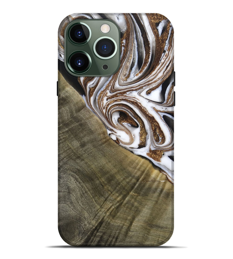iPhone 13 Pro Max Wood Live Edge Phone Case - Maisy (Black & White, 790594)
