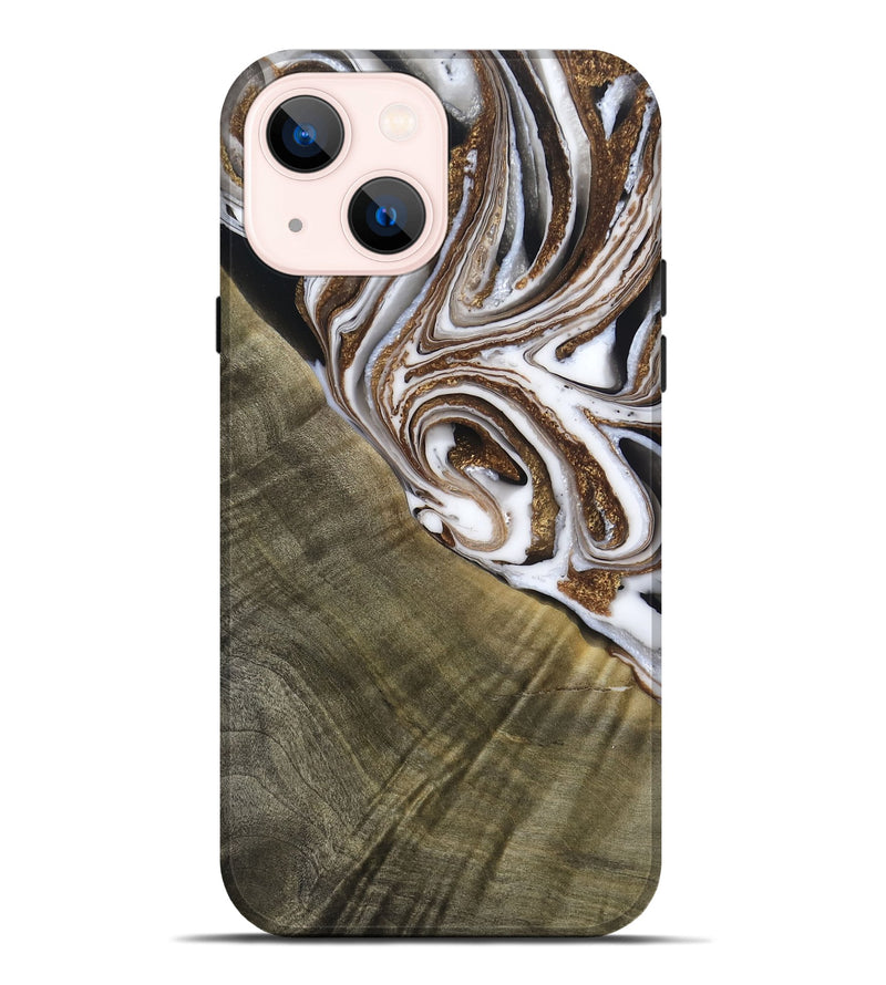 iPhone 14 Plus Wood Live Edge Phone Case - Maisy (Black & White, 790594)