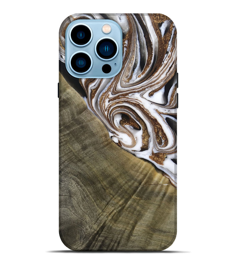 iPhone 14 Pro Max Wood Live Edge Phone Case - Maisy (Black & White, 790594)
