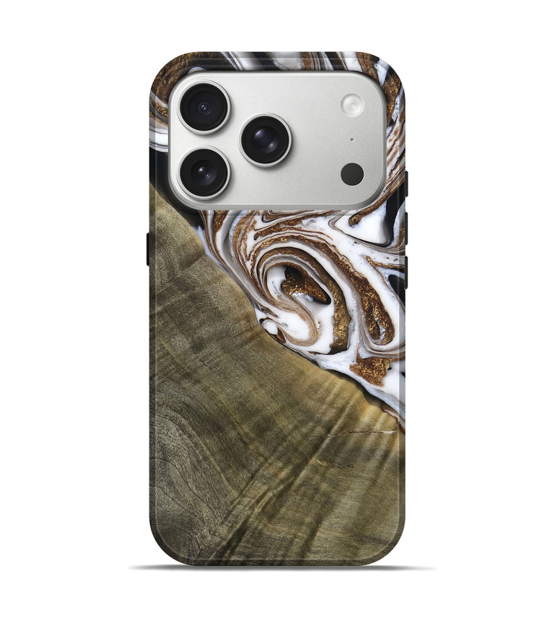 iPhone 17 Pro Wood Live Edge Phone Case - Maisy (Black & White, 790594)
