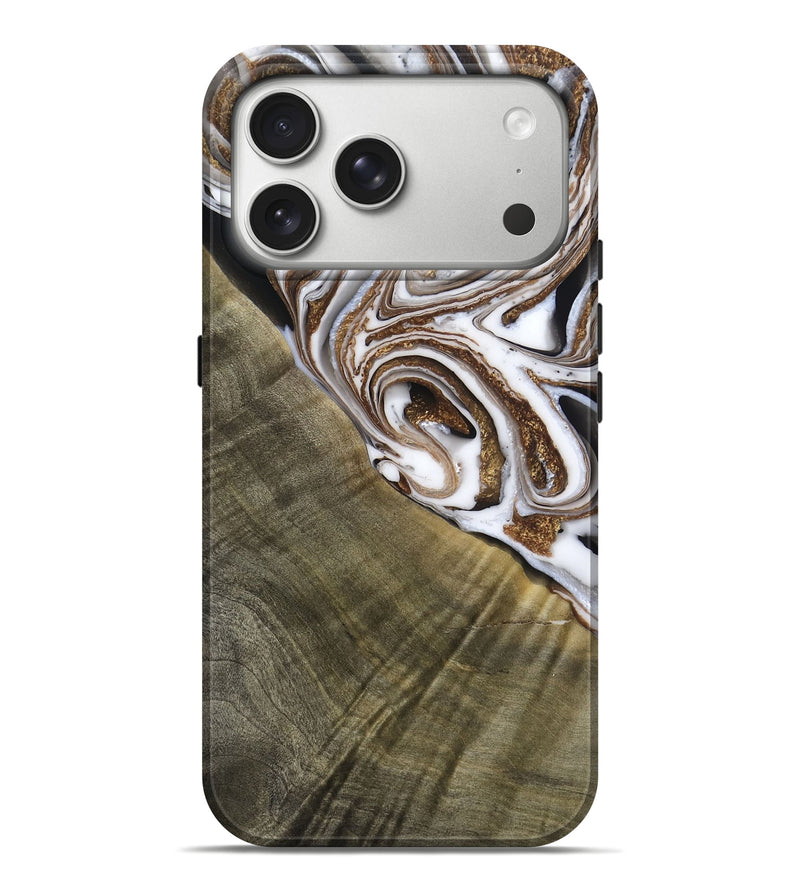 iPhone 17 Pro Max Wood Live Edge Phone Case - Maisy (Black & White, 790594)