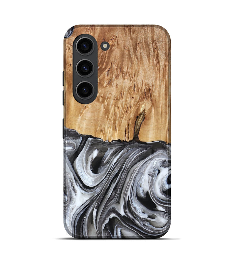 Galaxy S23 Wood Live Edge Phone Case - Rivka (Black & White, 790596)