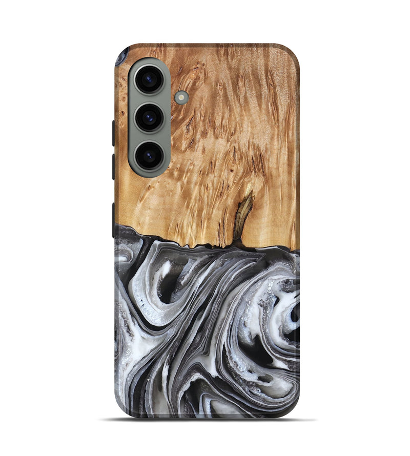 Galaxy S24 Wood Live Edge Phone Case - Rivka (Black & White, 790596)