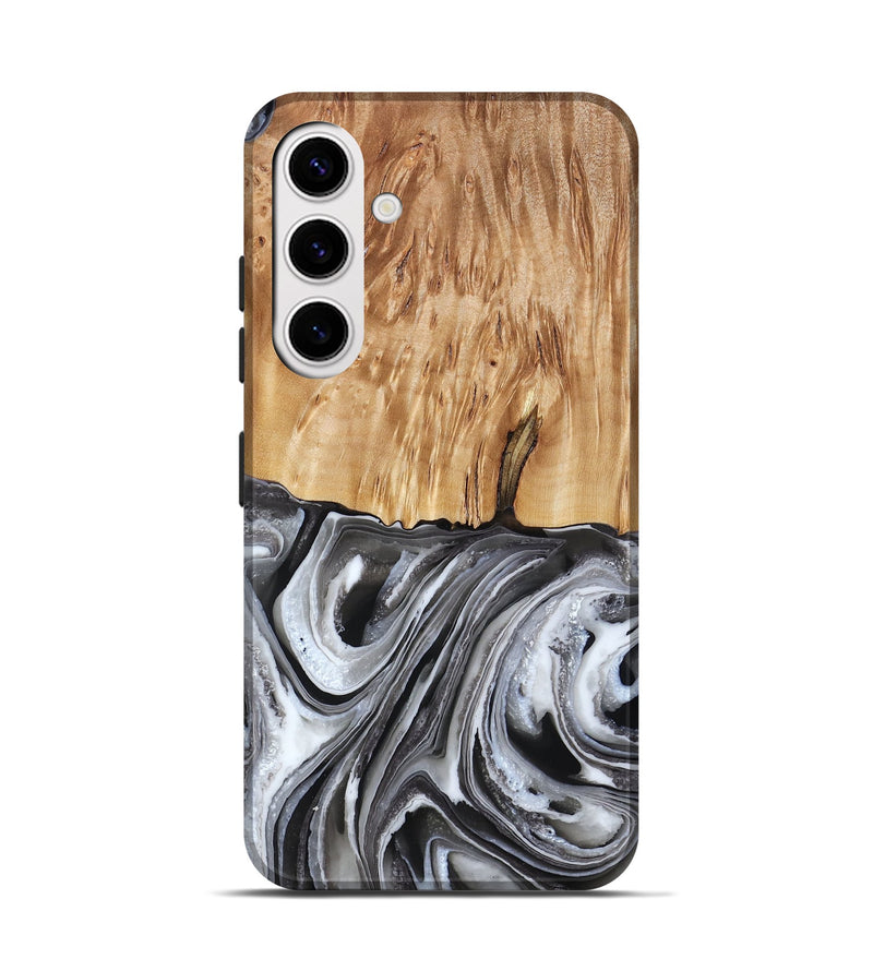Galaxy S25 Wood Live Edge Phone Case - Rivka (Black & White, 790596)