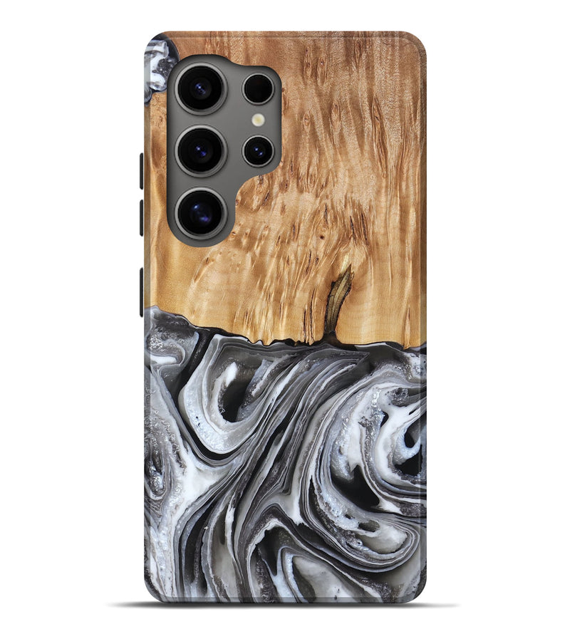 Galaxy S25 Ultra Wood Live Edge Phone Case - Rivka (Black & White, 790596)