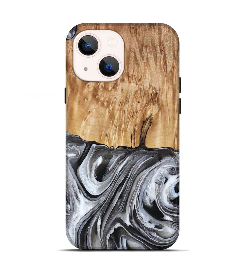 iPhone 13 Wood Live Edge Phone Case - Rivka (Black & White, 790596)