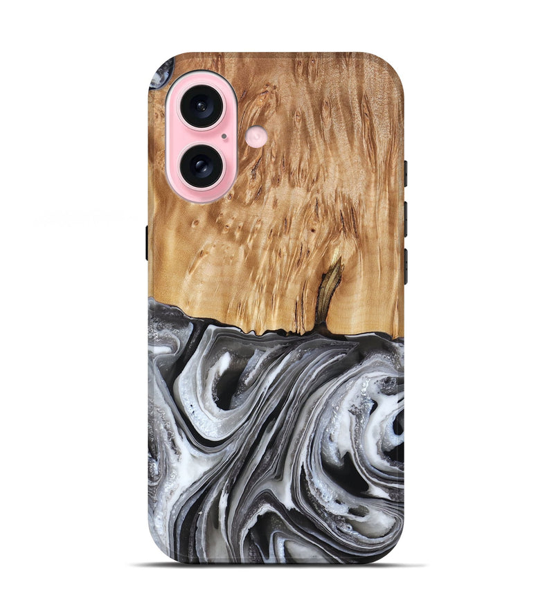 iPhone 17 Wood Live Edge Phone Case - Rivka (Black & White, 790596)