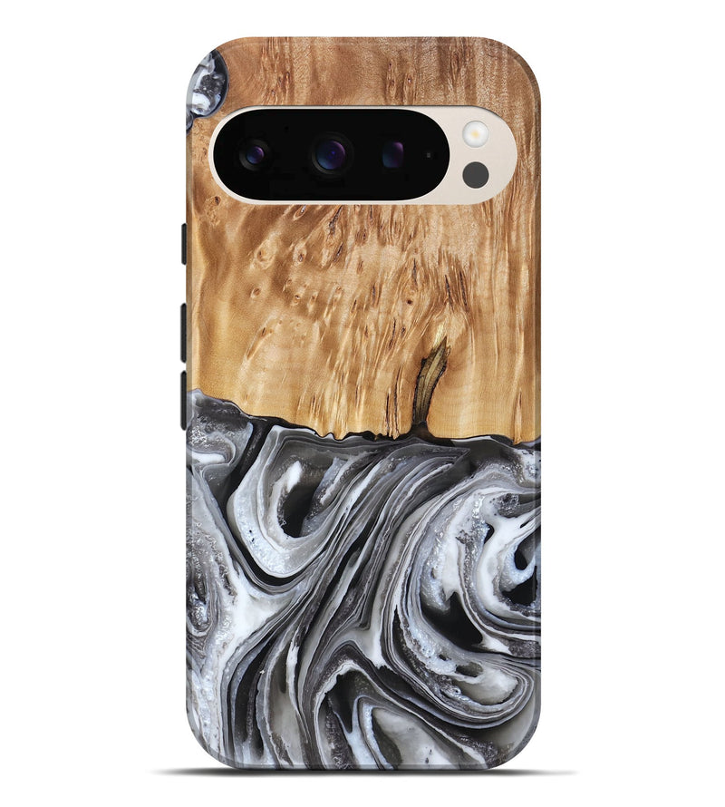 Pixel 10 Pro XL Wood Live Edge Phone Case - Rivka (Black & White, 790596)