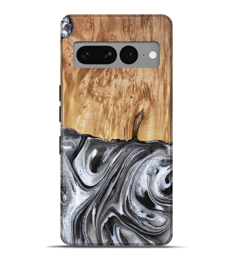 Pixel 7 Pro Wood Live Edge Phone Case - Rivka (Black & White, 790596)
