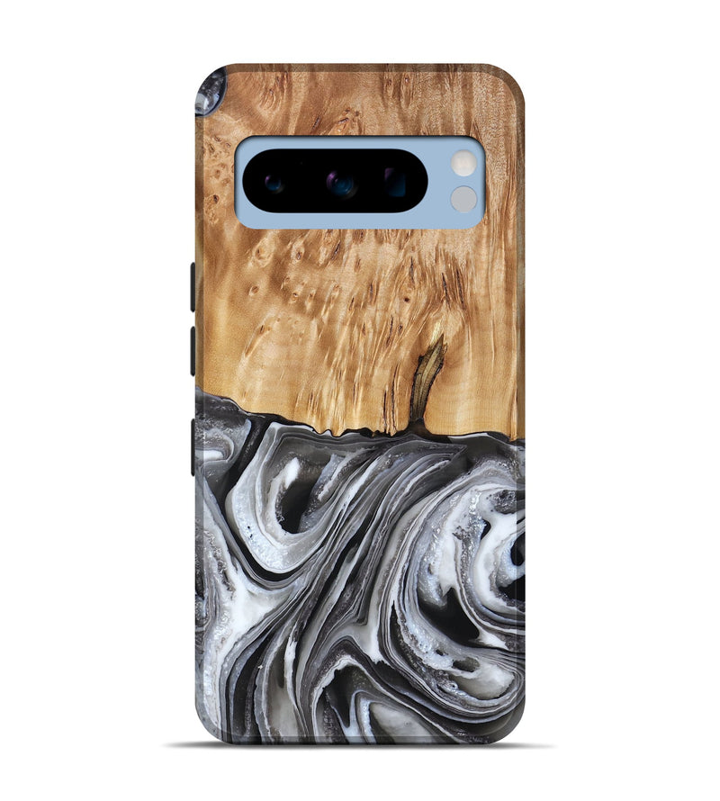 Pixel 8 Pro Wood Live Edge Phone Case - Rivka (Black & White, 790596)