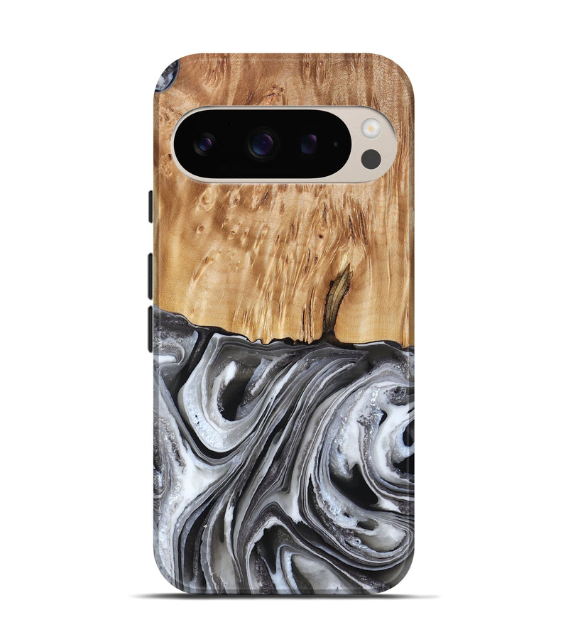 Pixel 9 Wood Live Edge Phone Case - Rivka (Black & White, 790596)