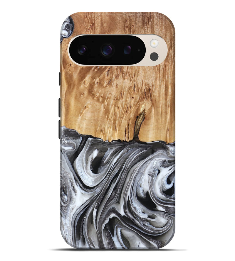 Pixel 9 Pro XL Wood Live Edge Phone Case - Rivka (Black & White, 790596)