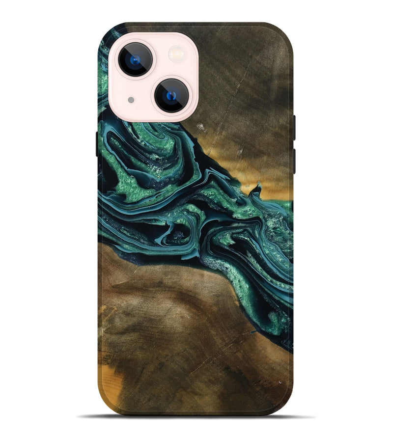 iPhone 14 Plus Wood Live Edge Phone Case - Roswell (Green, 790605)