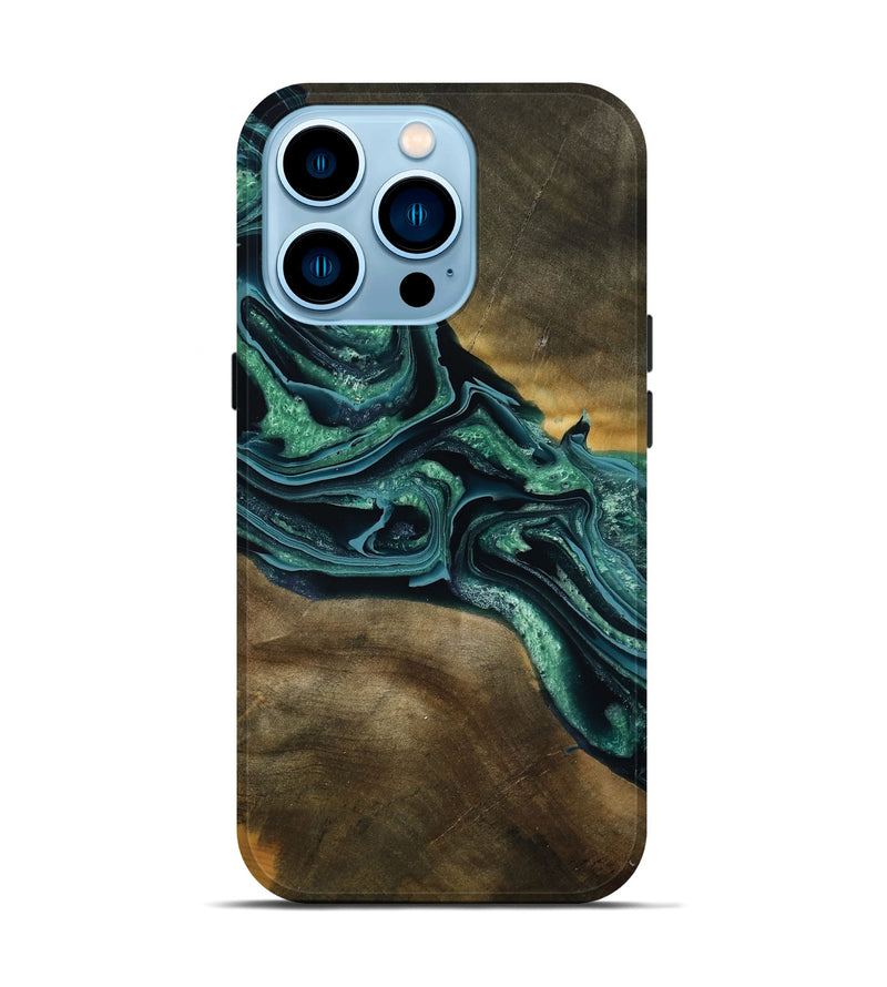 iPhone 14 Pro Wood Live Edge Phone Case - Roswell (Green, 790605)
