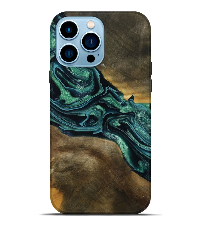 iPhone 14 Pro Max Wood Live Edge Phone Case - Roswell (Green, 790605)
