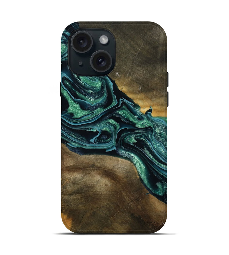 iPhone 15 Wood Live Edge Phone Case - Roswell (Green, 790605)