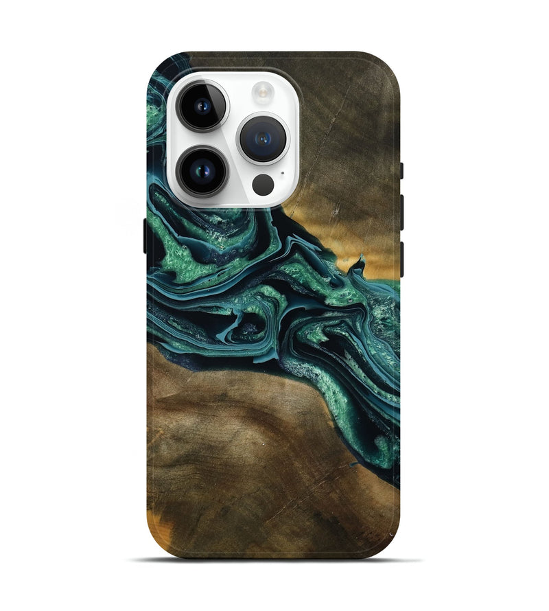 iPhone 15 Pro Wood Live Edge Phone Case - Roswell (Green, 790605)