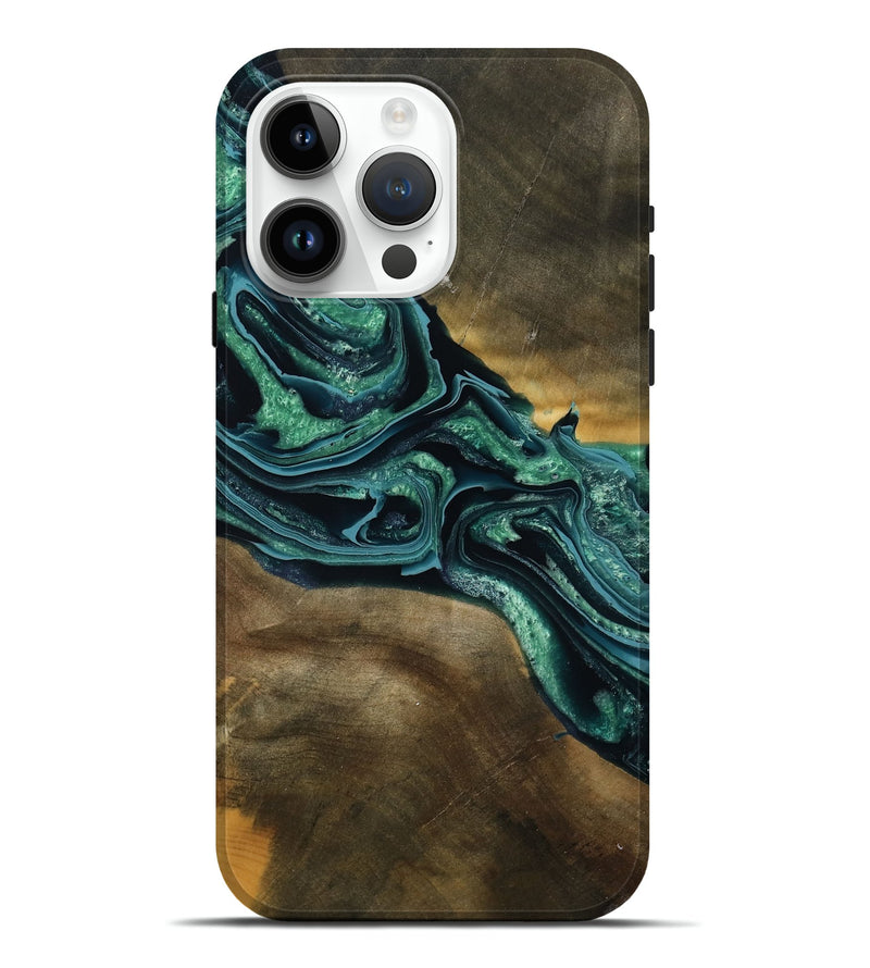iPhone 15 Pro Max Wood Live Edge Phone Case - Roswell (Green, 790605)