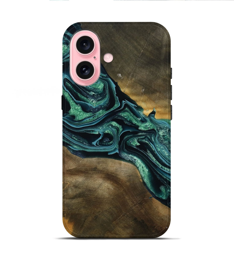 iPhone 16 Wood Live Edge Phone Case - Roswell (Green, 790605)