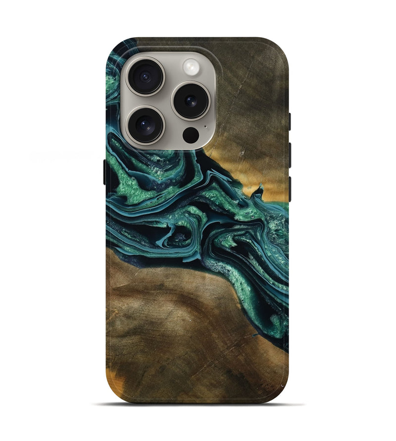 iPhone 16 Pro Wood Live Edge Phone Case - Roswell (Green, 790605)