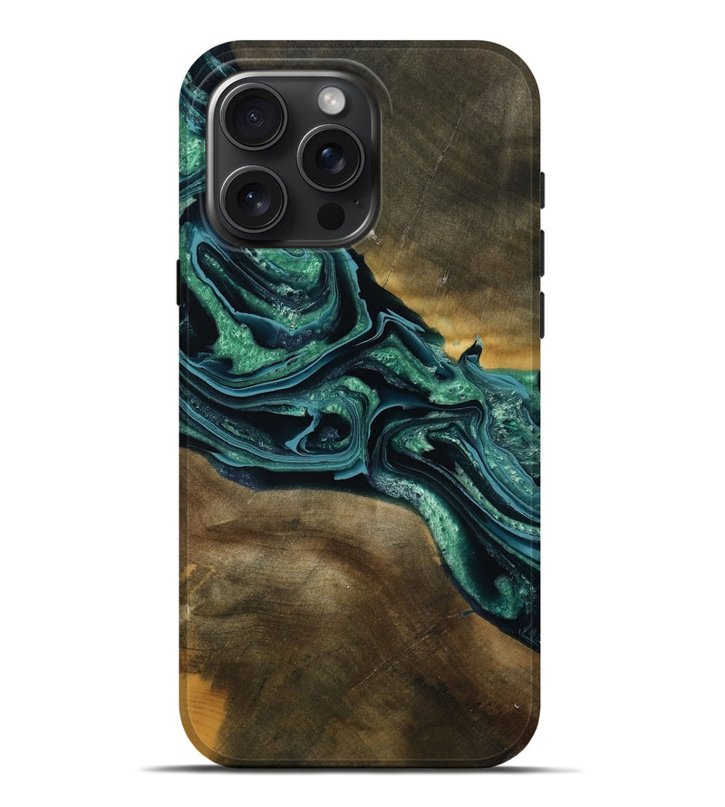iPhone 16 Pro Max Wood Live Edge Phone Case - Roswell (Green, 790605)