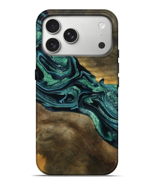 iPhone 17 Pro Max Wood Live Edge Phone Case - Roswell (Green, 790605)