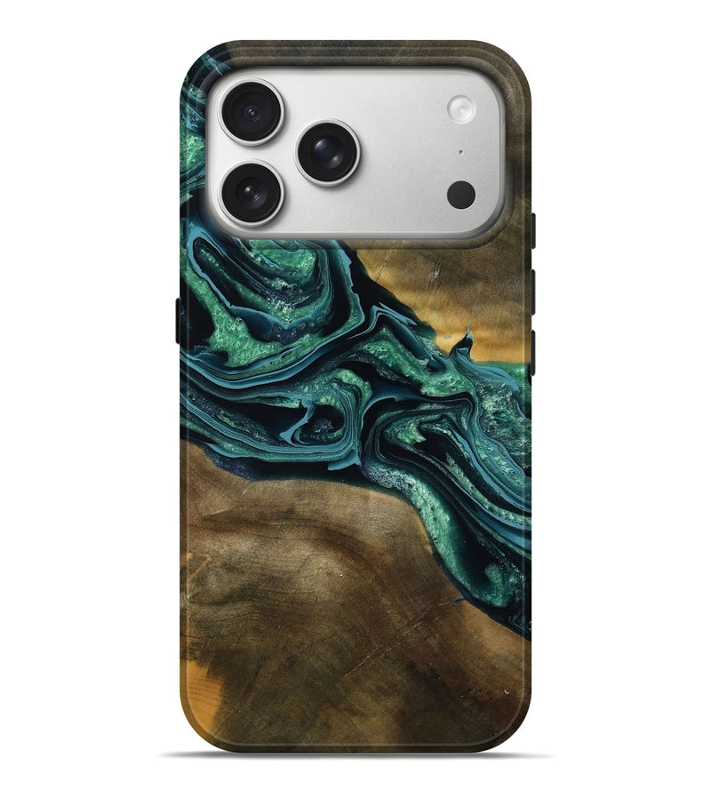 iPhone 17 Pro Max Wood Live Edge Phone Case - Roswell (Green, 790605)