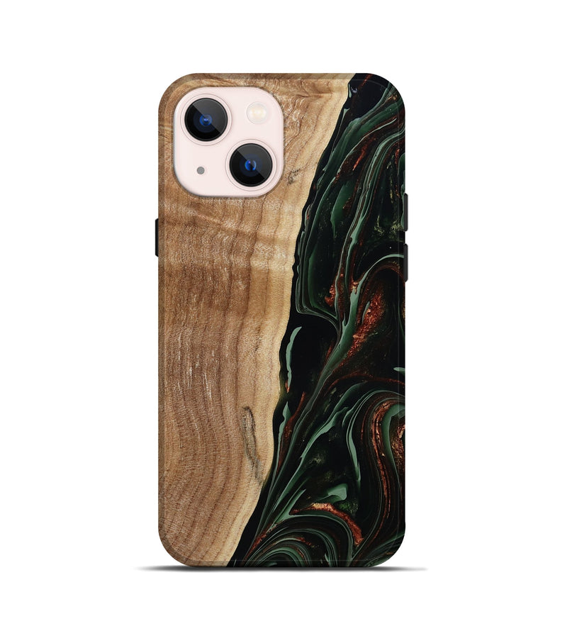 iPhone 13 mini Wood Live Edge Phone Case - Lisette (Green, 790610)