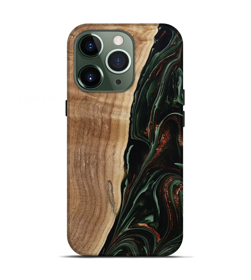 iPhone 13 Pro Wood Live Edge Phone Case - Lisette (Green, 790610)