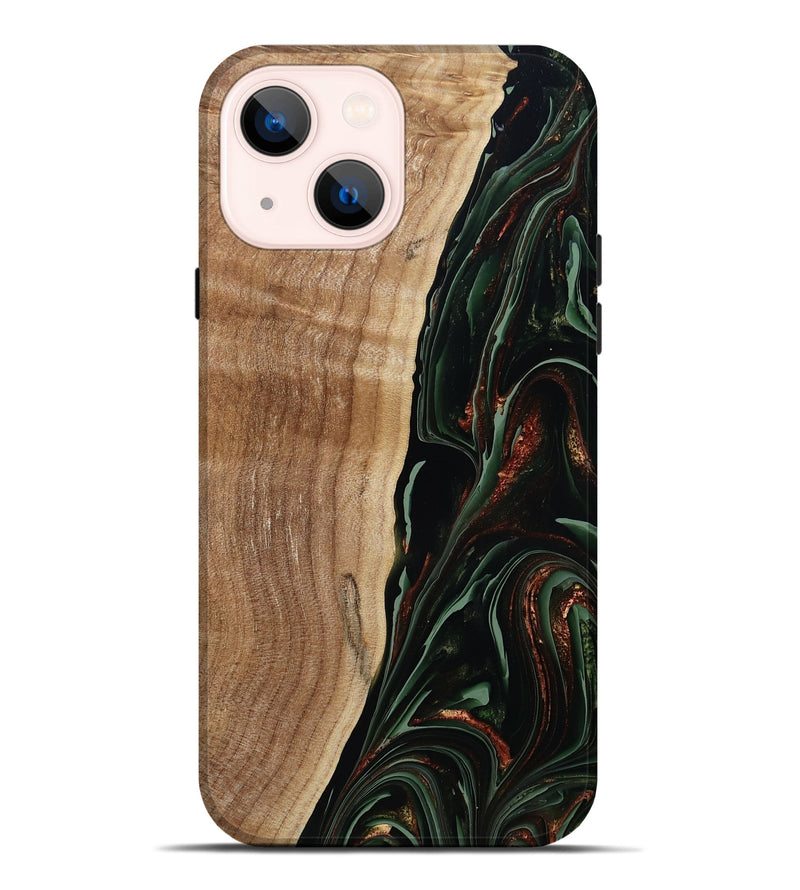 iPhone 14 Plus Wood Live Edge Phone Case - Lisette (Green, 790610)
