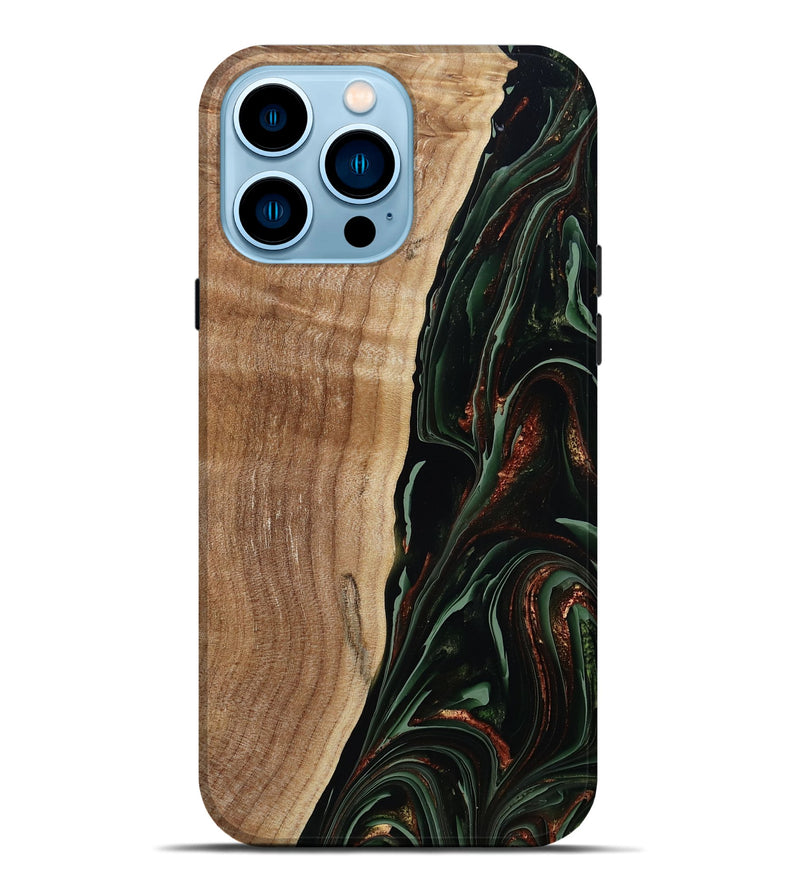 iPhone 14 Pro Max Wood Live Edge Phone Case - Lisette (Green, 790610)